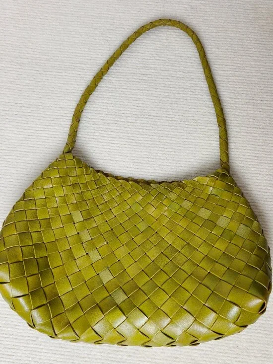 Dragon Diffusion Bamboo Green Woven Leather Baguette Bag - Picture 5 of 12